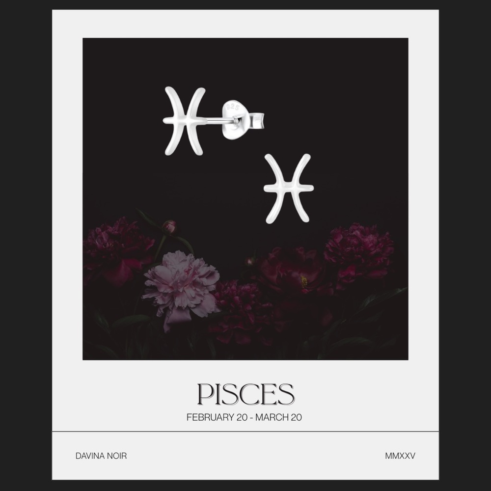 Pisces Zodiac 925 Sterling Silver Tiny Earrings